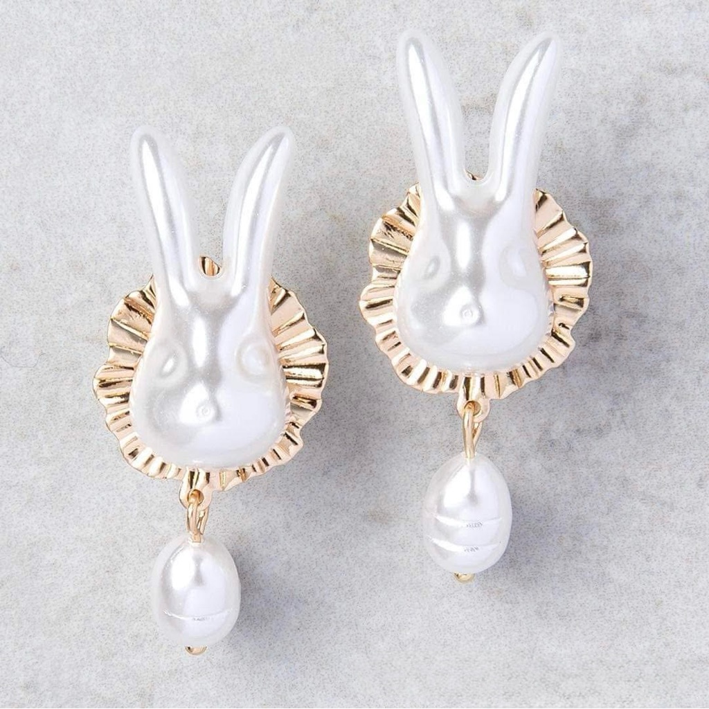 Pearl Bunny Earrings - Plunder 16$